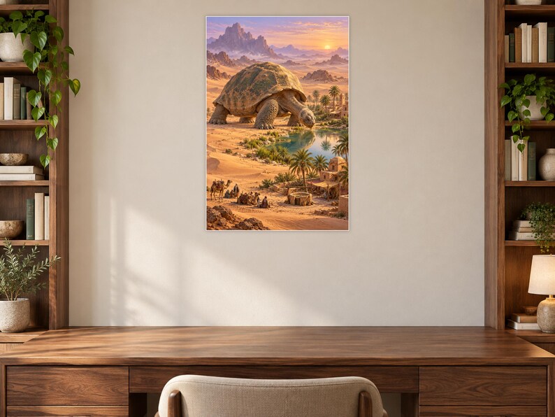 Desert Tortoise Art Print | Oasis Village Fantasy Wall Decor afbeelding 7