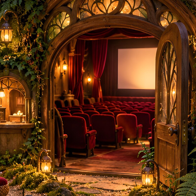 Woodland Cinema Art Print | Cozy Fantasy Movie Room Wall Decor image 3