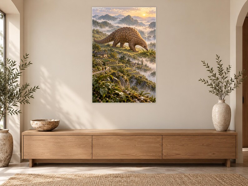 Pangolin Art Print | Terraced Village Fantasy Wall Decor Bild 12