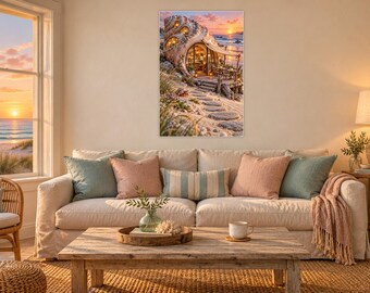 Seashell Cafe Art Print | Coastal Fantasy Beach Wall Decor