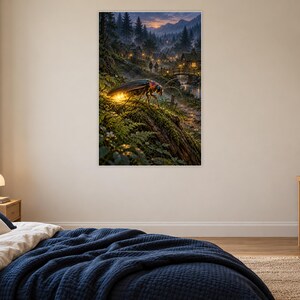 Firefly Art Print | Glowing Woodland Village Fantasy Wall Decor image 16