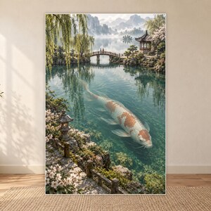 Koi Fish Art Print | Japanese Garden Fantasy Wall Decor image 18