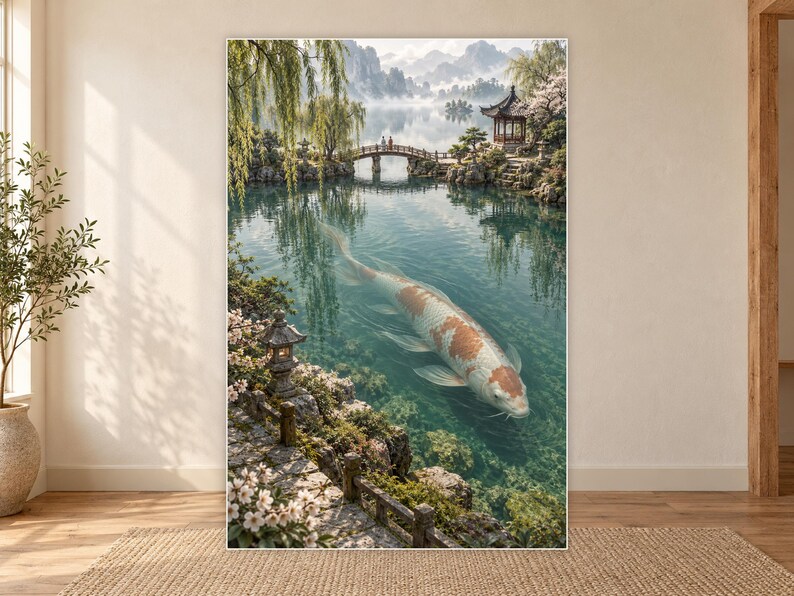 Koi Fish Art Print | Japanese Garden Fantasy Wall Decor image 18