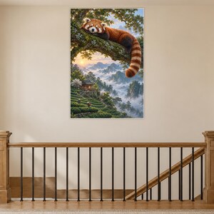 Red Panda Art Print | Misty Tea Garden Fantasy Wall Decor image 14