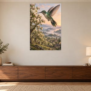 Hummingbird Art Print | Blossom Orchard Fantasy Wall Decor imagen 3
