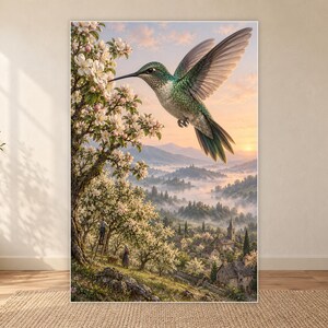 Hummingbird Art Print | Blossom Orchard Fantasy Wall Decor imagen 18