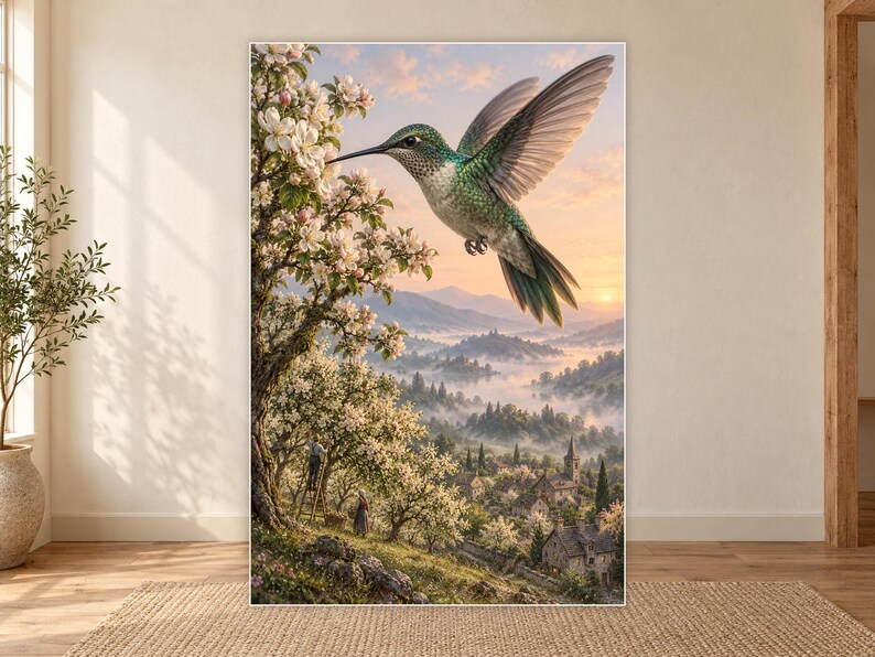 Hummingbird Art Print | Blossom Orchard Fantasy Wall Decor imagen 18