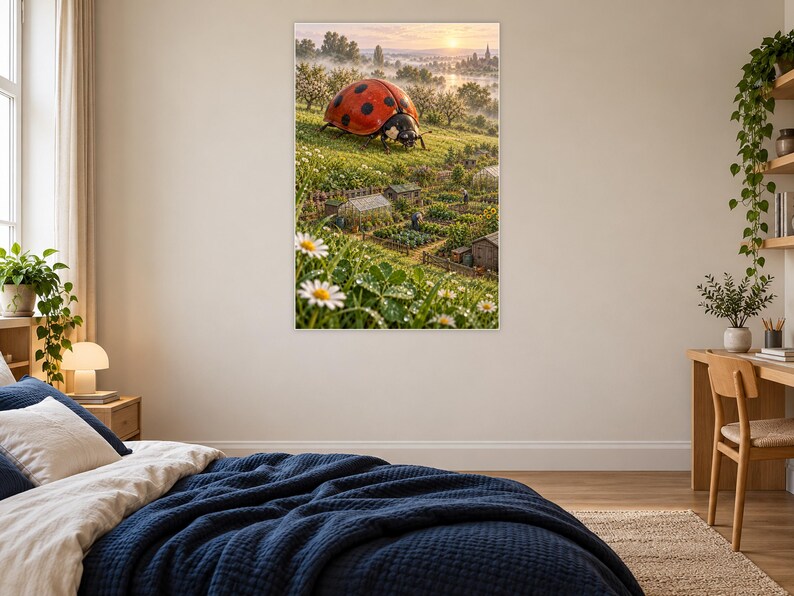 Ladybug Art Print | Cottage Garden Fantasy Wall Decor immagine 16