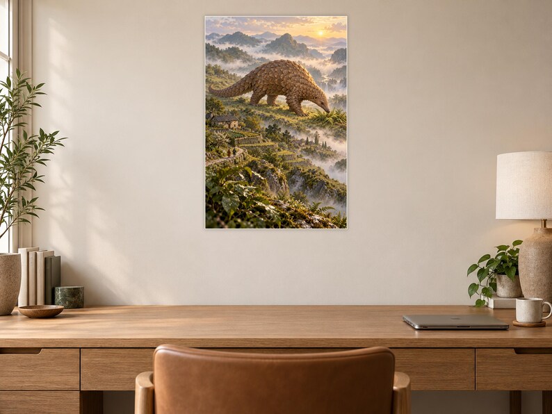 Pangolin Art Print | Terraced Village Fantasy Wall Decor Bild 6