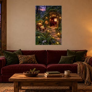 Woodland Cinema Art Print | Cozy Fantasy Movie Room Wall Decor image 1