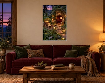 Woodland Cinema Art Print | Cozy Fantasy Movie Room Wall Decor