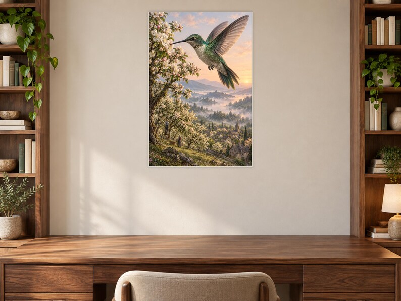 Hummingbird Art Print | Blossom Orchard Fantasy Wall Decor imagen 7