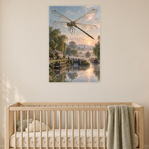 Dragonfly Art Print | Misty Canal Fantasy Wall Decor immagine 15