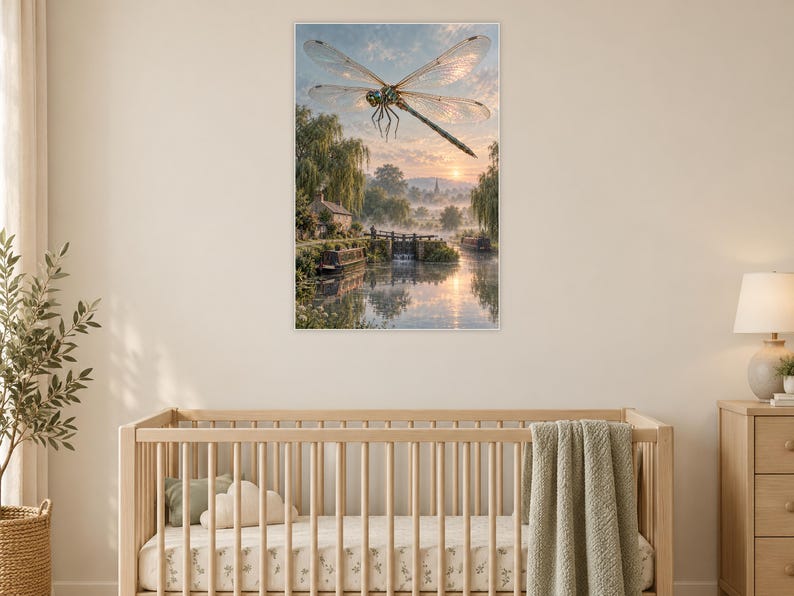 Dragonfly Art Print | Misty Canal Fantasy Wall Decor immagine 15