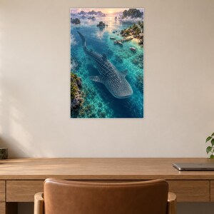 Whale Shark Art Print | Tropical Lagoon Fantasy Wall Decor zdjęcie 6