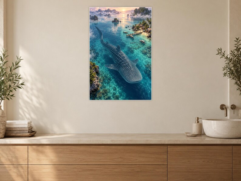 Whale Shark Art Print | Tropical Lagoon Fantasy Wall Decor zdjęcie 10