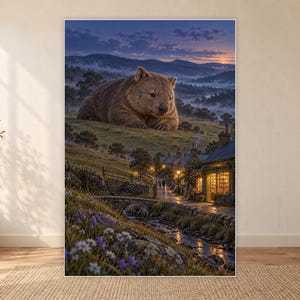 Wombat Art Print | Cozy Bookshop Village Fantasy Wall Decor imagen 18