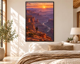 Framed Red Rock Canyon Print | Desert Southwest Landscape Wall Art | Utah Canyon Sunset Poster