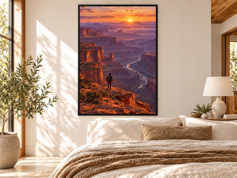 Framed Red Rock Canyon Print | Desert Southwest Landscape Wall Art | Utah Canyon Sunset Poster image 1