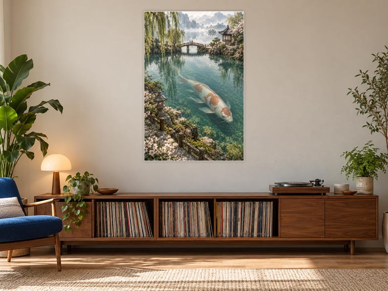 Koi Fish Art Print | Japanese Garden Fantasy Wall Decor image 17