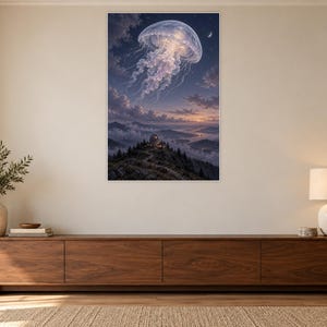 Jellyfish Art Print | Celestial Observatory Fantasy Wall Decor image 3