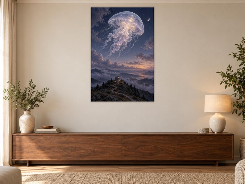 Jellyfish Art Print | Celestial Observatory Fantasy Wall Decor image 3