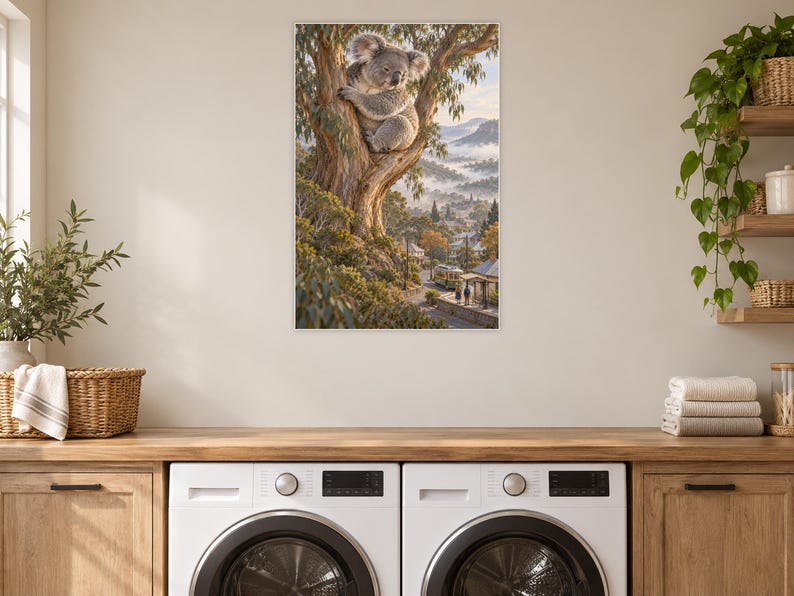 Koala Art Print | Eucalyptus Village Fantasy Wall Decor bild 11