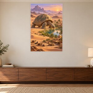 Desert Tortoise Art Print | Oasis Village Fantasy Wall Decor afbeelding 3