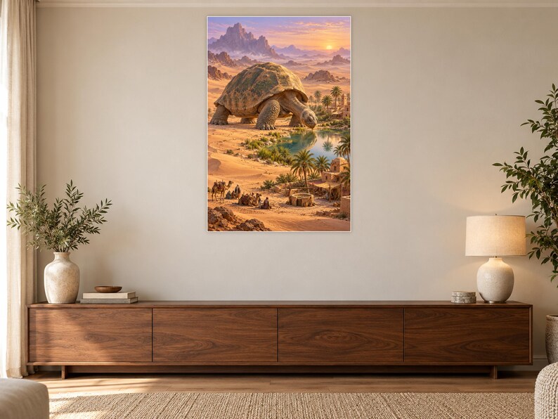 Desert Tortoise Art Print | Oasis Village Fantasy Wall Decor afbeelding 3