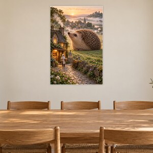 Hedgehog Art Print | Cozy Village Bakery Fantasy Wall Decor immagine 8