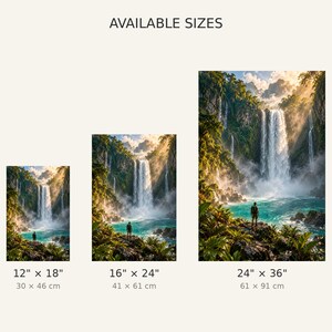 Waterfall Lagoon Print | Tropical Jungle Wall Art | Cascading Falls Nature Poster image 3