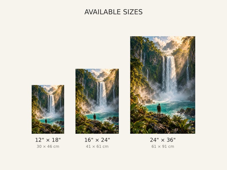 Waterfall Lagoon Print | Tropical Jungle Wall Art | Cascading Falls Nature Poster image 3