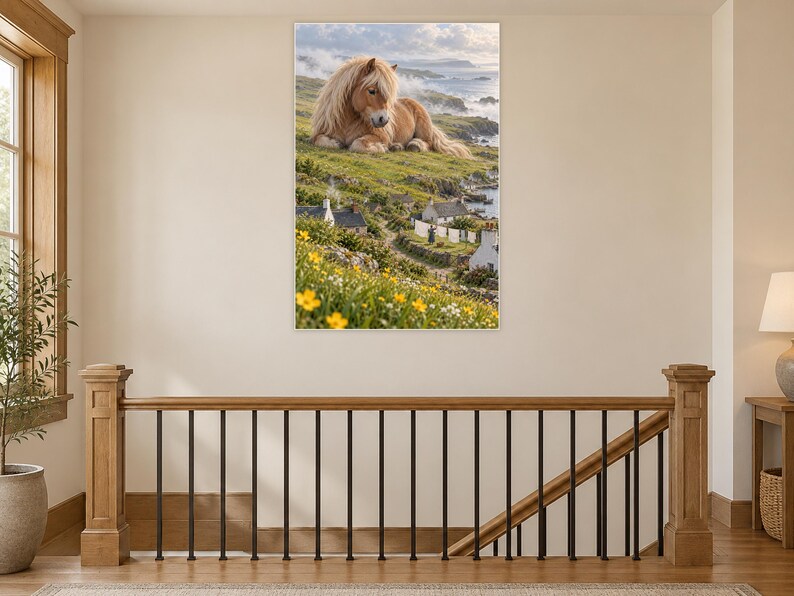 Shetland Pony Art Print | Seaside Village Fantasy Wall Decor image 14