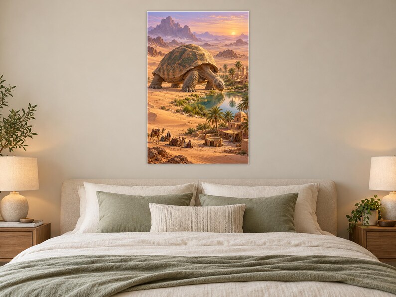 Desert Tortoise Art Print | Oasis Village Fantasy Wall Decor afbeelding 4