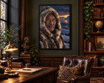 Arctic Elder Portrait Print | Moody Winter Character Wall Art | Cinematic Fine Art Poster