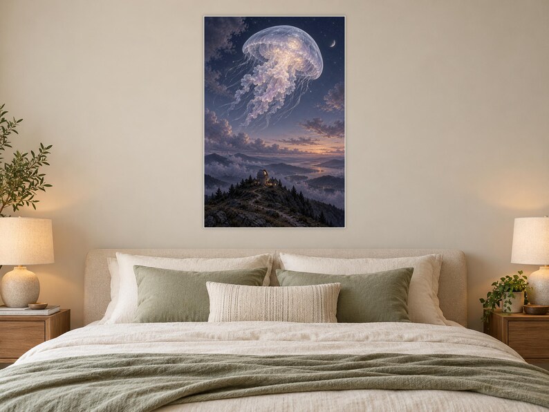Jellyfish Art Print | Celestial Observatory Fantasy Wall Decor image 4