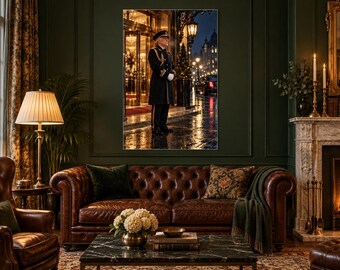 Stampa del portiere del Grand Hotel / Opera d'arte da parete per la hall notturna / Poster ritratto cinematografico