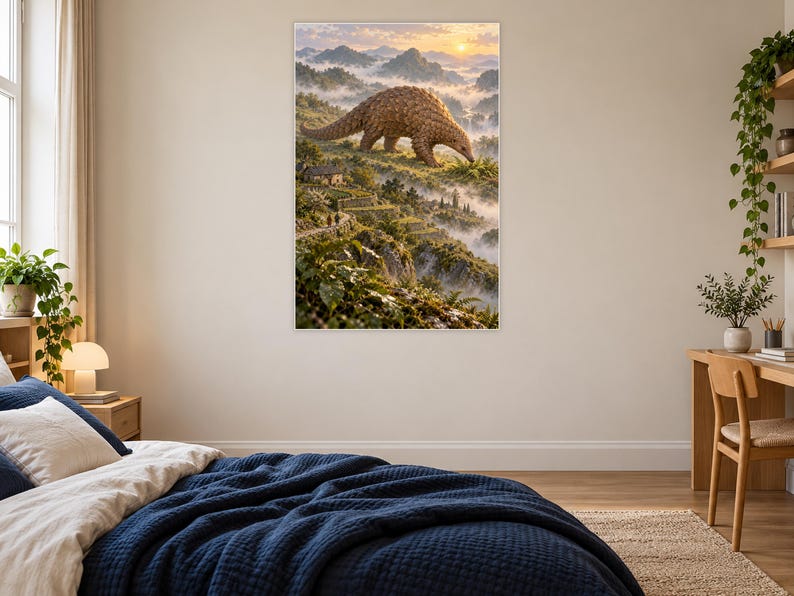 Pangolin Art Print | Terraced Village Fantasy Wall Decor Bild 16