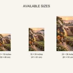 Hedgehog Art Print | Cozy Village Bakery Fantasy Wall Decor immagine 20