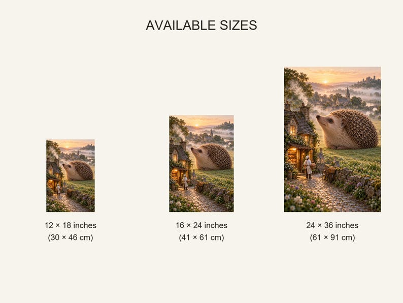 Hedgehog Art Print | Cozy Village Bakery Fantasy Wall Decor immagine 20