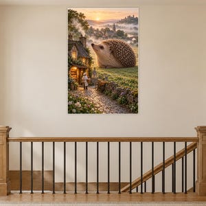 Hedgehog Art Print | Cozy Village Bakery Fantasy Wall Decor immagine 14