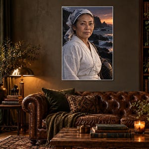 Japanese Ama Diver Portrait Print | Ocean Woman Wall Art | Cinematic Fine Art Poster image 1