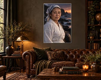 Japanese Ama Diver Portrait Print | Ocean Woman Wall Art | Cinematic Fine Art Poster