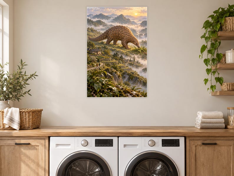 Pangolin Art Print | Terraced Village Fantasy Wall Decor Bild 11