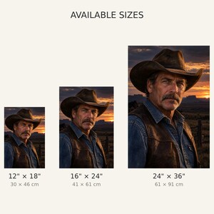 American Rancher Portrait Print | Western Cowboy Wall Art | Moody Character Fine Art Poster image 3