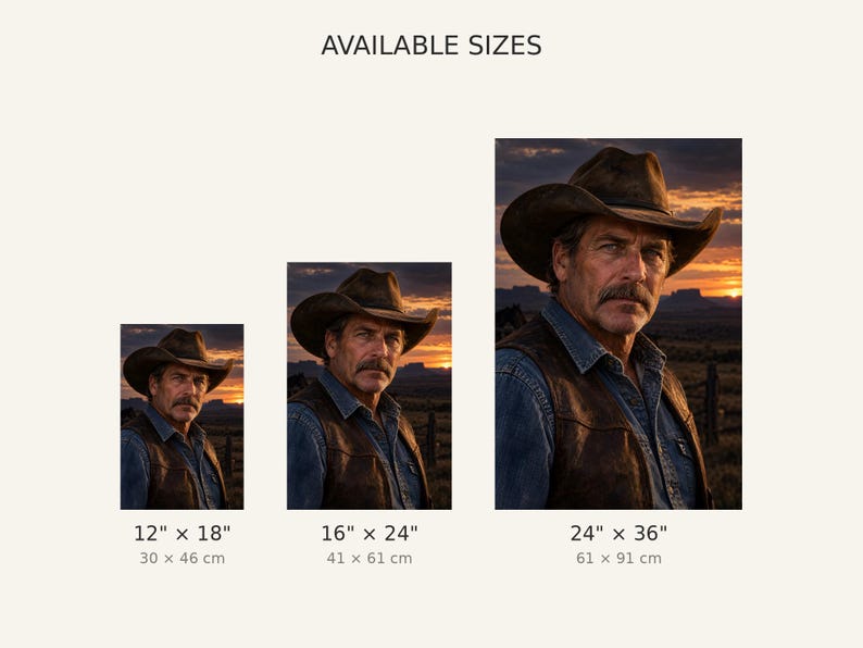 American Rancher Portrait Print | Western Cowboy Wall Art | Moody Character Fine Art Poster image 3