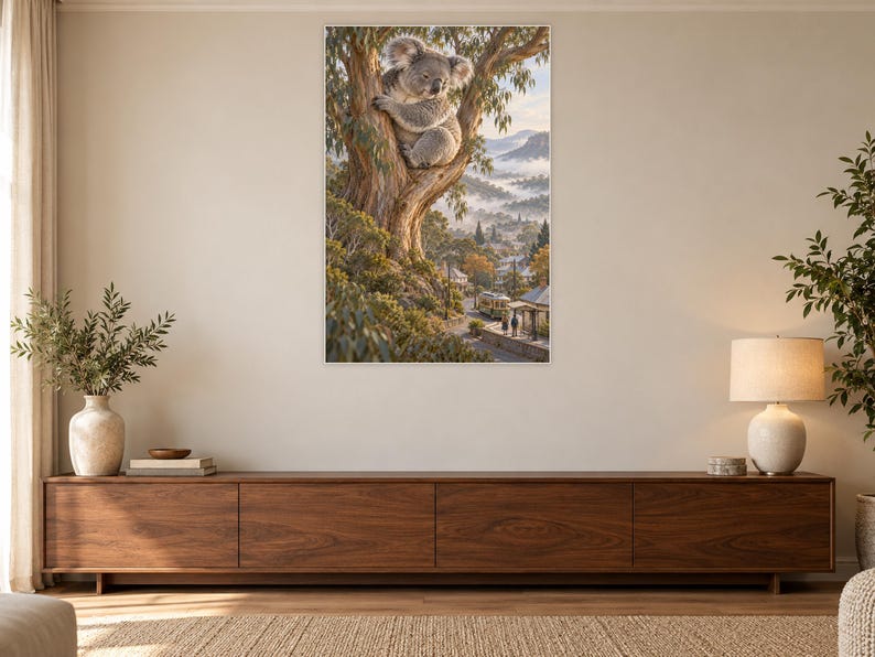 Koala Art Print | Eucalyptus Village Fantasy Wall Decor bild 3