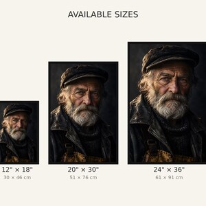 Framed Fisherman Portrait Print | Cinematic Character Wall Art | Dark Academia Poster afbeelding 3