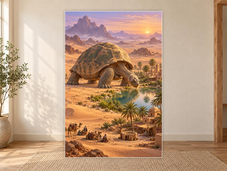 Desert Tortoise Art Print | Oasis Village Fantasy Wall Decor afbeelding 18