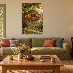 Pear Tree Music Room Art Print | Whimsical Orchard Wall Decor image 1